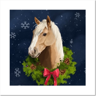 Snowy Holiday Horse Posters and Art